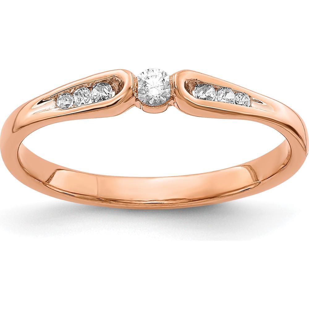 14K Rose Gold Diamond Ring with Round Natural Diamonds - 0.12 Carat Total Diamond Weight by 0