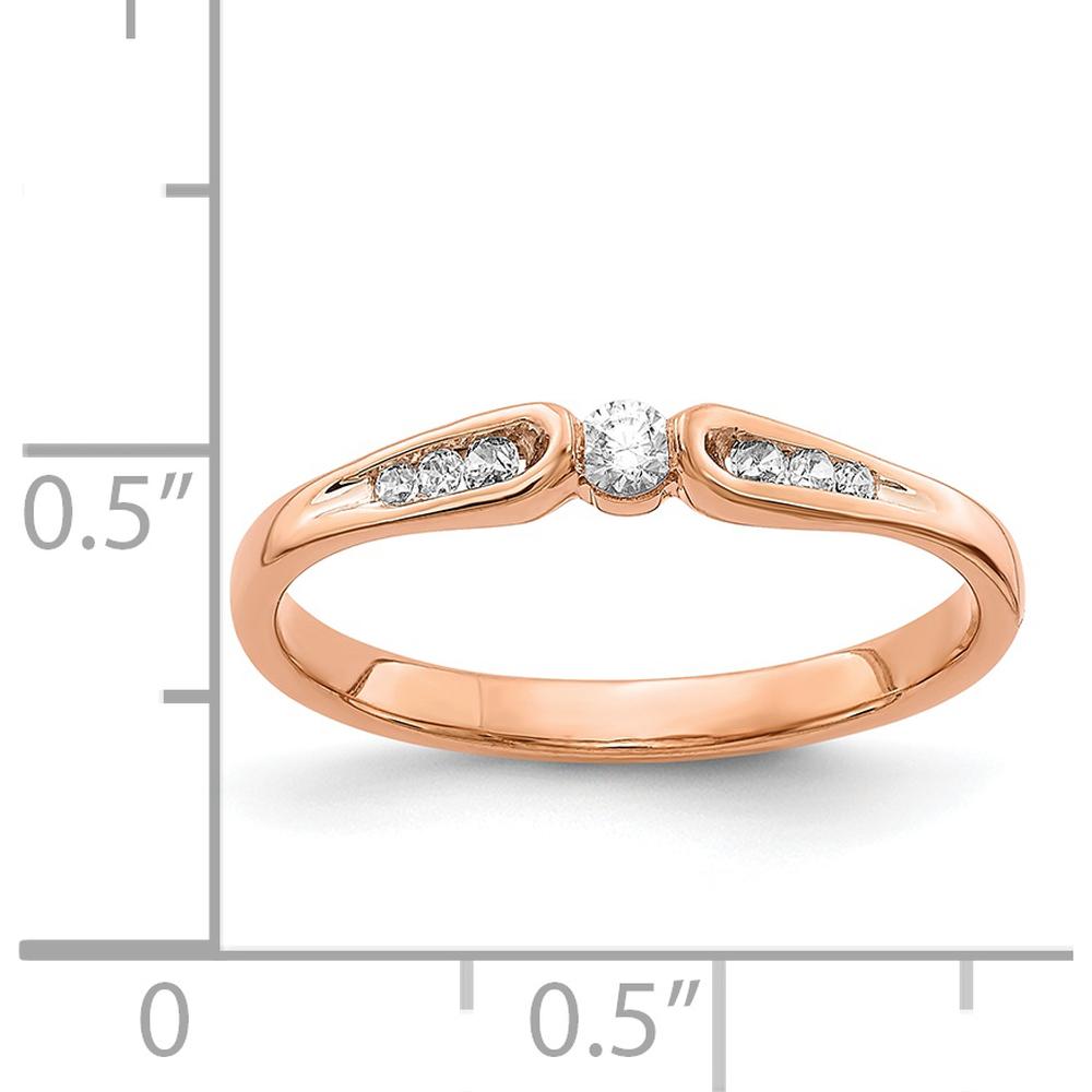 14K Rose Gold Diamond Ring with Round Natural Diamonds - 0.12 Carat Total Diamond Weight by 0