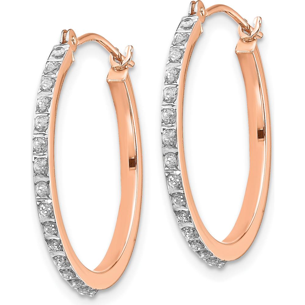 14K Rose Gold Diamond Round Hinged Hoop Earrings - 0.01 Carats Total Diamond Weight by Monteluci Fine Jewelry