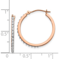 14K Rose Gold Diamond Round Hinged Hoop Earrings - 0.01 Carats Total Diamond Weight by Monteluci Fine Jewelry