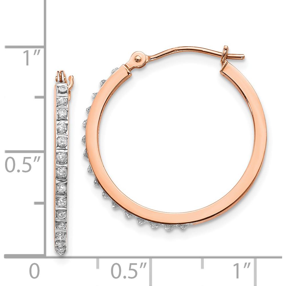14K Rose Gold Diamond Round Hinged Hoop Earrings - 0.01 Carats Total Diamond Weight by Monteluci Fine Jewelry