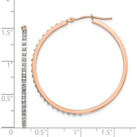 14K Rose Gold Diamond Round Hinged Hoop Earrings - 0.010 Carats Total Diamond Weight by Monteluci Fine Jewelry
