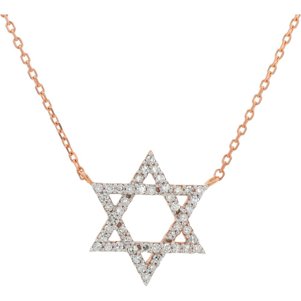 14K Rose Gold Diamond Star of David Necklace - 0.25 Carat Total Diamond Weight