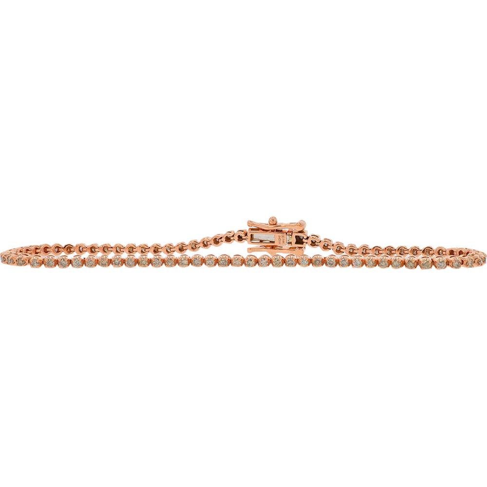 14K Rose Gold Diamond Tennis Bracelet with 1 Carat Total Diamond Weight