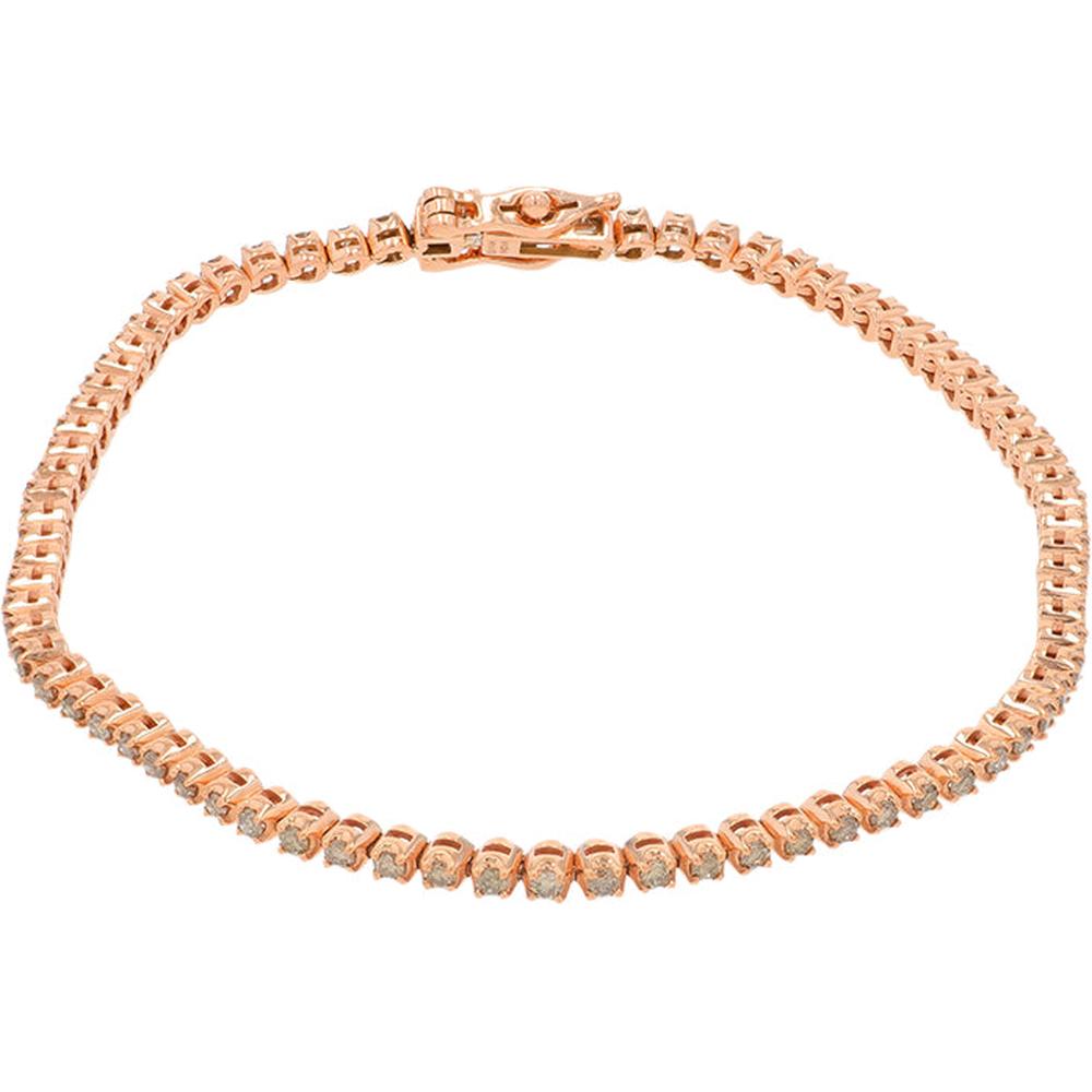 14K Rose Gold Diamond Tennis Bracelet with 1 Carat Total Diamond Weight