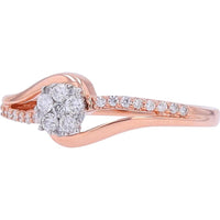 14K Rose Gold Diamond Twist Engagement Ring with Round Cluster - 1/4 Carats Total Diamond Weight