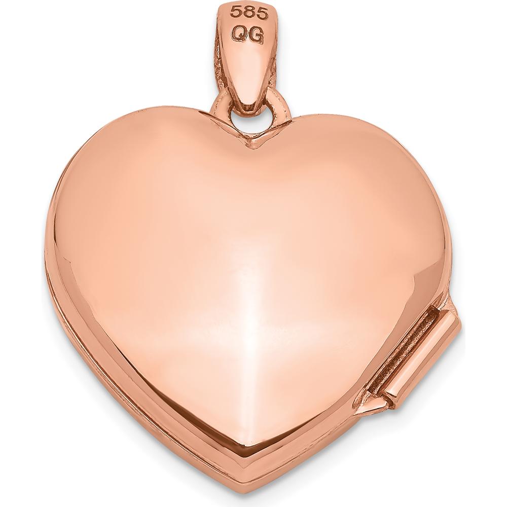 14K Rose Gold Diamond Vintage Filigree Heart Locket - 0.010 Carat Diamond by Monteluci Fine Jewelry