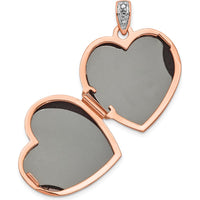 14K Rose Gold Diamond Vintage Filigree Heart Locket - 0.010 Carat Diamond by Monteluci Fine Jewelry