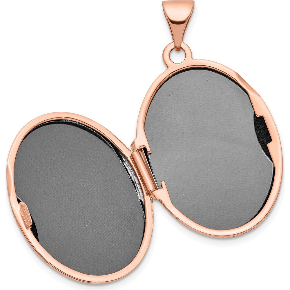 14K Rose Gold Diamond Vintage Filigree Locket with Black Fabric Interior - 0.005 Carat Diamond by Monteluci Fine Jewelry