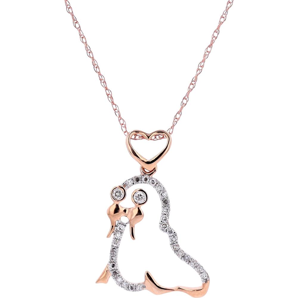 14K Rose Gold Diamond Walrus Pendant with Heart Motif - 0.11 Carats Total Diamond Weight