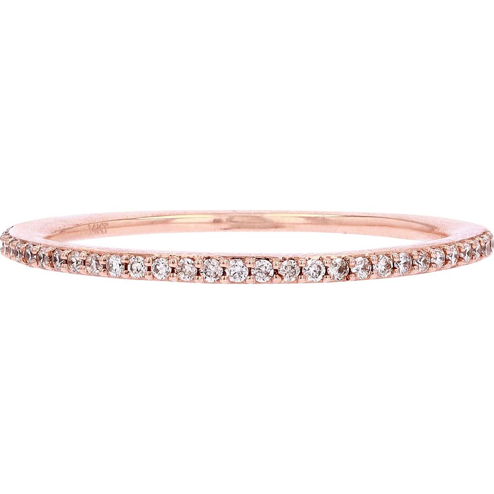 14K Rose Gold Diamond Wedding Band - 0.11 Carat Total Diamond Weight