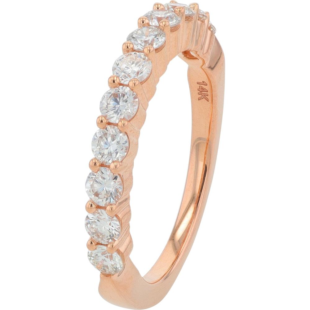 14K Rose Gold Diamond Wedding Band with 1.00 Carat Total Diamond Weight