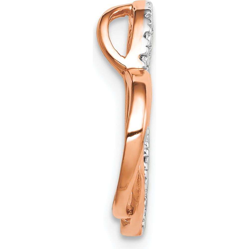 14K Rose Gold Double Heart Pendant with Natural Diamonds - 0.007 Carat Total Diamond Weight by Oro Pregiato