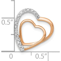 14K Rose Gold Double Heart Pendant with Natural Diamonds - 0.007 Carat Total Diamond Weight by Oro Pregiato