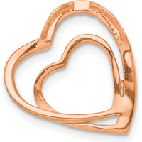 14K Rose Gold Double Heart Pendant with Natural Diamonds - 0.007 Carat Total Diamond Weight by Oro Pregiato