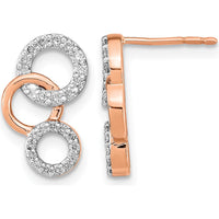 14K Rose Gold Drop Earrings with Round Prong-Set Diamonds - 0.024 Carat Total Diamond Weight by Monteluci Fine Jewelry
