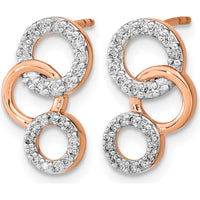 14K Rose Gold Drop Earrings with Round Prong-Set Diamonds - 0.024 Carat Total Diamond Weight by Monteluci Fine Jewelry