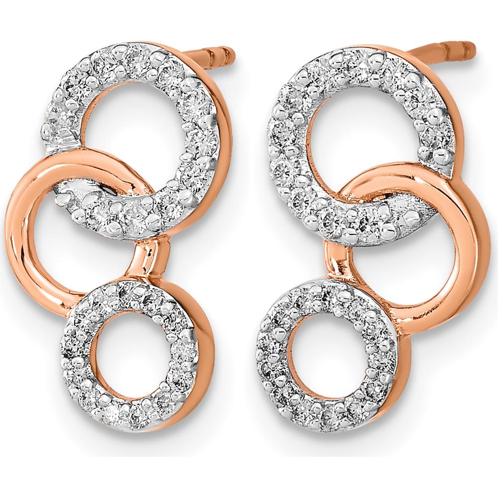 14K Rose Gold Drop Earrings with Round Prong-Set Diamonds - 0.024 Carat Total Diamond Weight by Monteluci Fine Jewelry