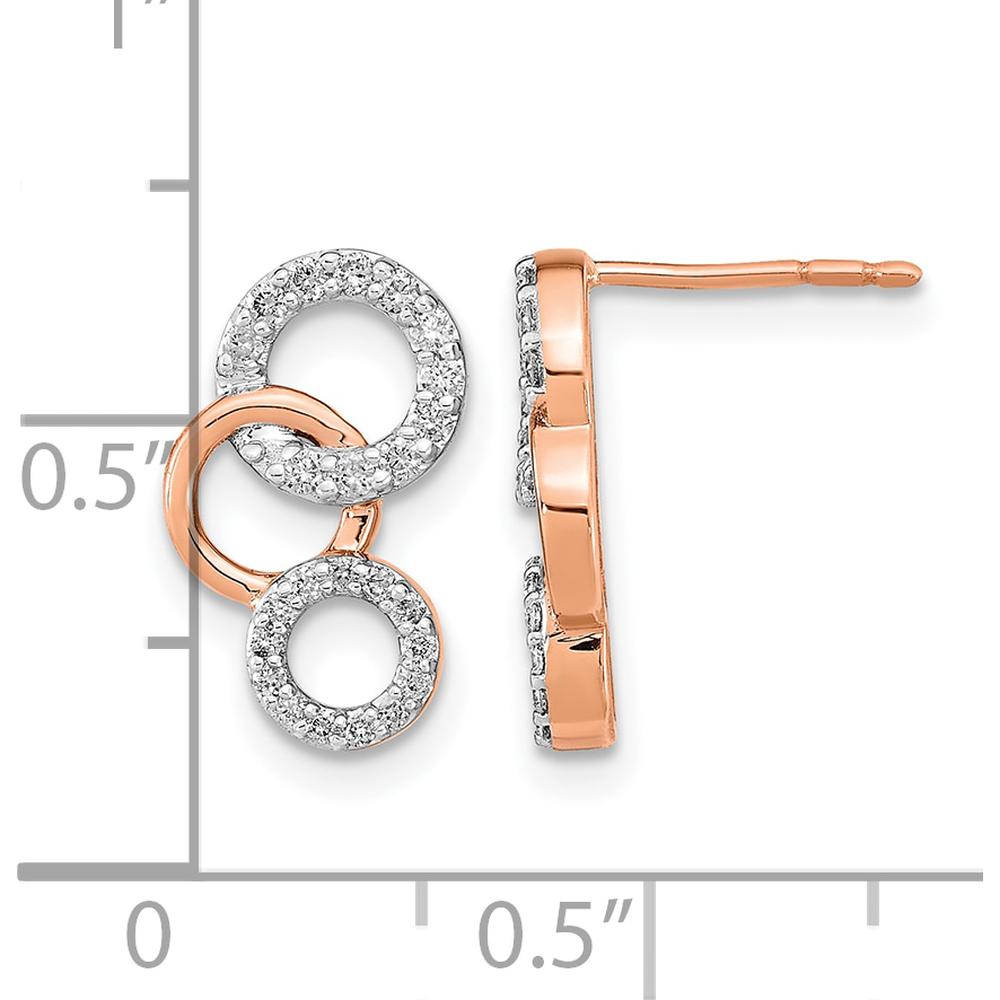 14K Rose Gold Drop Earrings with Round Prong-Set Diamonds - 0.024 Carat Total Diamond Weight by Monteluci Fine Jewelry