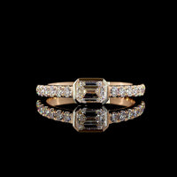 14K Rose Gold East-West Bezel Set Emerald Cut Lab Diamond Solitaire Shank Eternity Band - 0.68 Carat Total Diamond Weight - Covaloro Fine Jewelry