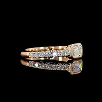 14K Rose Gold East-West Bezel Set Emerald Cut Lab Diamond Solitaire Shank Eternity Band - 0.68 Carat Total Diamond Weight - Covaloro Fine Jewelry