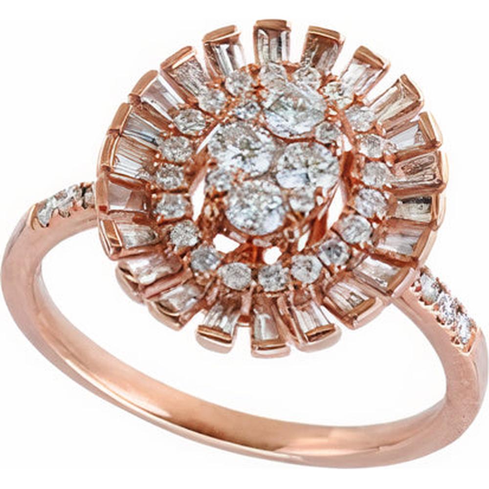 14K Rose Gold EFFY Diamond Cluster Ring with 0.76 Carat Total Diamond Weight