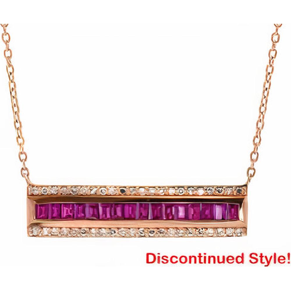 14K Rose Gold EFFY Ruby Bar Necklace with Diamond Accents - 0.91 Carat Ruby & 0.17 Carat Diamond Total Weight