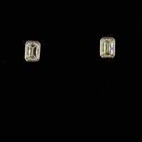 14K Rose Gold Emerald Cut Lab Diamond Stud Earrings in Bezel Setting - 5.08 Carat Total Weight (D VVS2 & E VVS2) - Covaloro Fine Jewelry