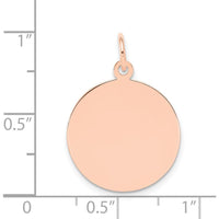 14K Rose Gold Engraveable Circular Disc Pendant Charm - Personalized Fine Jewelry by Oro Pregiato