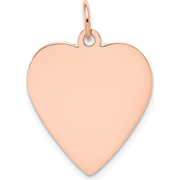 14K Rose Gold Engraveable Heart Disc Pendant - Polished Finish by Oro Pregiato