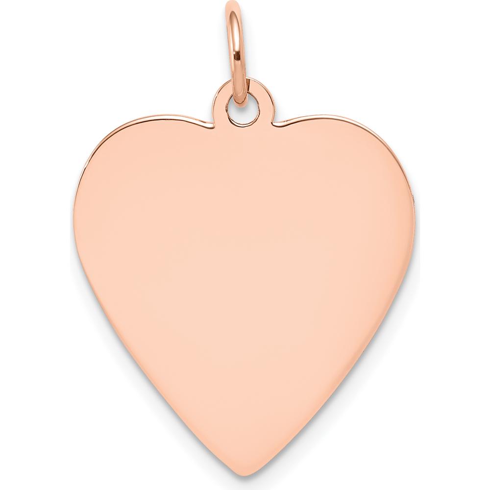 14K Rose Gold Engraveable Heart Disc Pendant - Polished Finish by Oro Pregiato