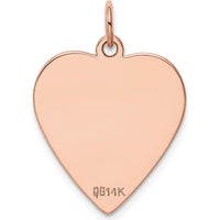14K Rose Gold Engraveable Heart Disc Pendant - Polished Finish by Oro Pregiato