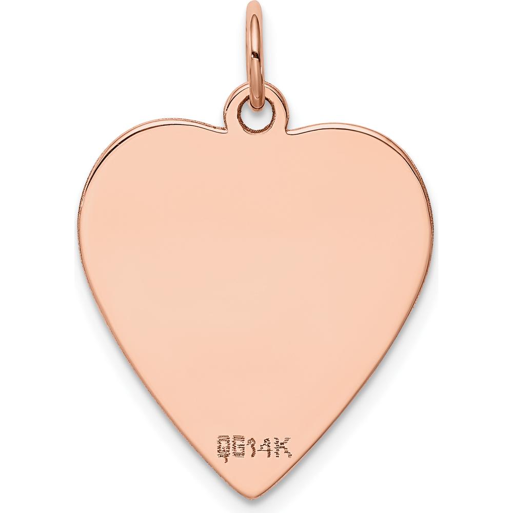 14K Rose Gold Engraveable Heart Disc Pendant - Polished Finish by Oro Pregiato