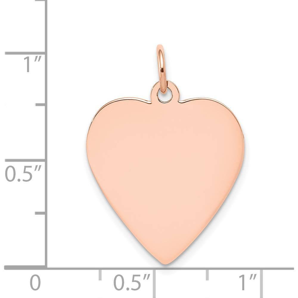 14K Rose Gold Engraveable Heart Disc Pendant - Polished Finish by Oro Pregiato