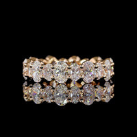 14K Rose Gold Eternity Band with Alternating Oval Cut Lab Diamonds - 2.78 Carats Total Diamond Weight, D-E Color VS1 Clarity - Covaloro Fine Jewelry