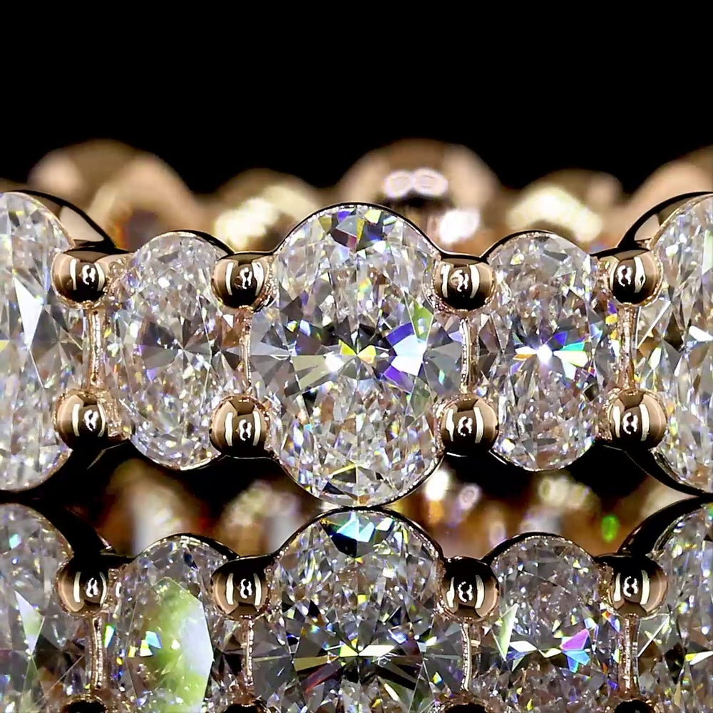 14K Rose Gold Eternity Band with Alternating Oval Cut Lab Diamonds - 2.78 Carats Total Diamond Weight, D-E Color VS1 Clarity - Covaloro Fine Jewelry