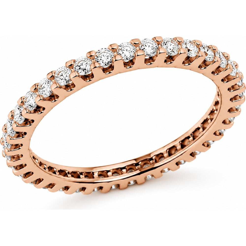 14K Rose Gold Eternity Band with Shared Prong Set Round Diamonds - 0.85 Carat Total Diamond Weight by Auriventus
