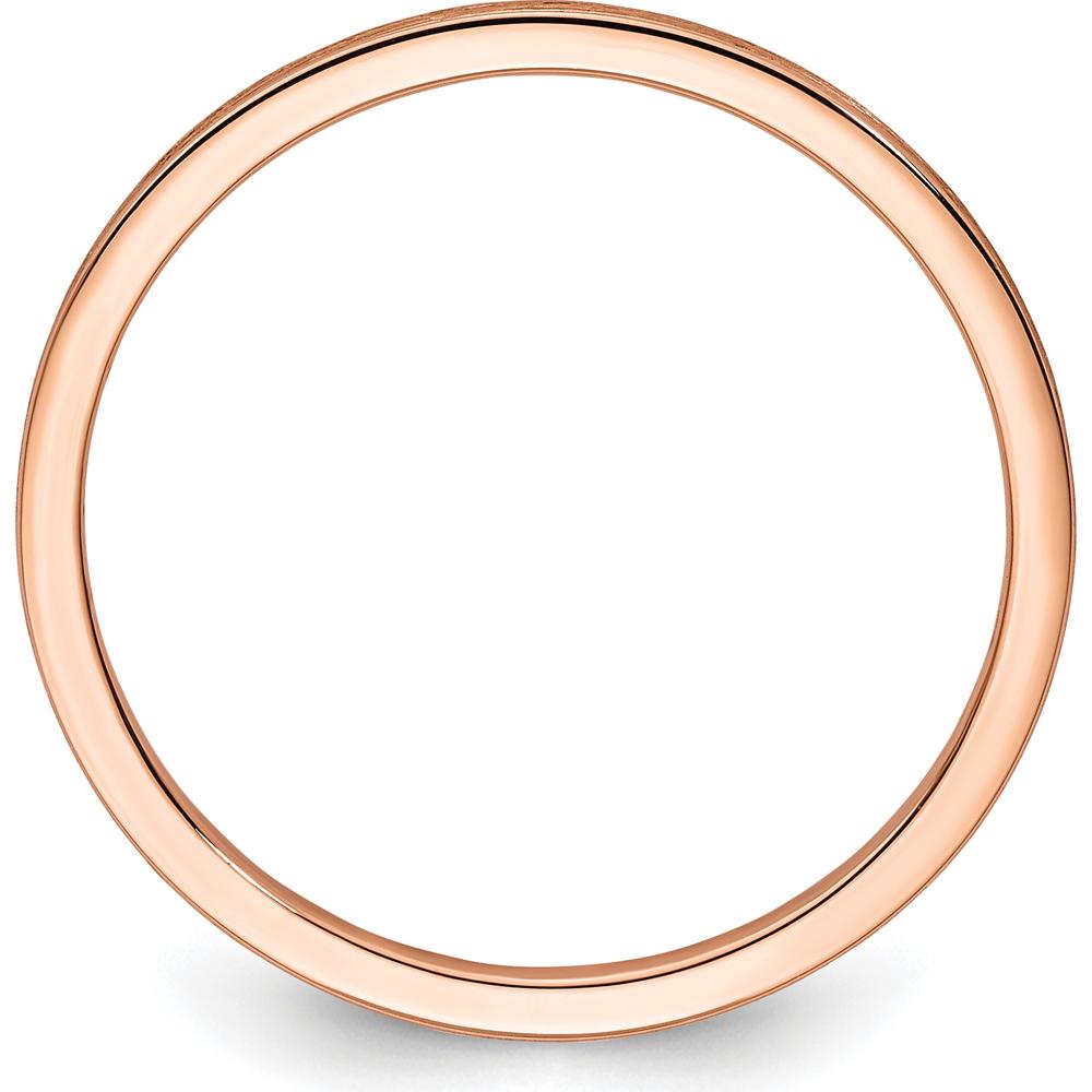 14K Rose Gold Flat Satin Stackable Band - 1.2mm Width, Size 9.5 by 0