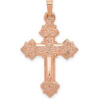 14K Rose Gold Fleur de Lis Cross Pendant - 30mm Length, 20mm Width by Oro Pregiato