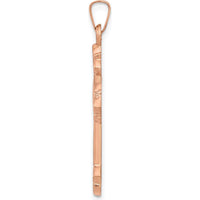 14K Rose Gold Fleur de Lis Cross Pendant - 30mm Length, 20mm Width by Oro Pregiato