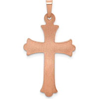 14K Rose Gold Fleur de Lis Cross Pendant with Brushed and Polished Finish by Oro Pregiato