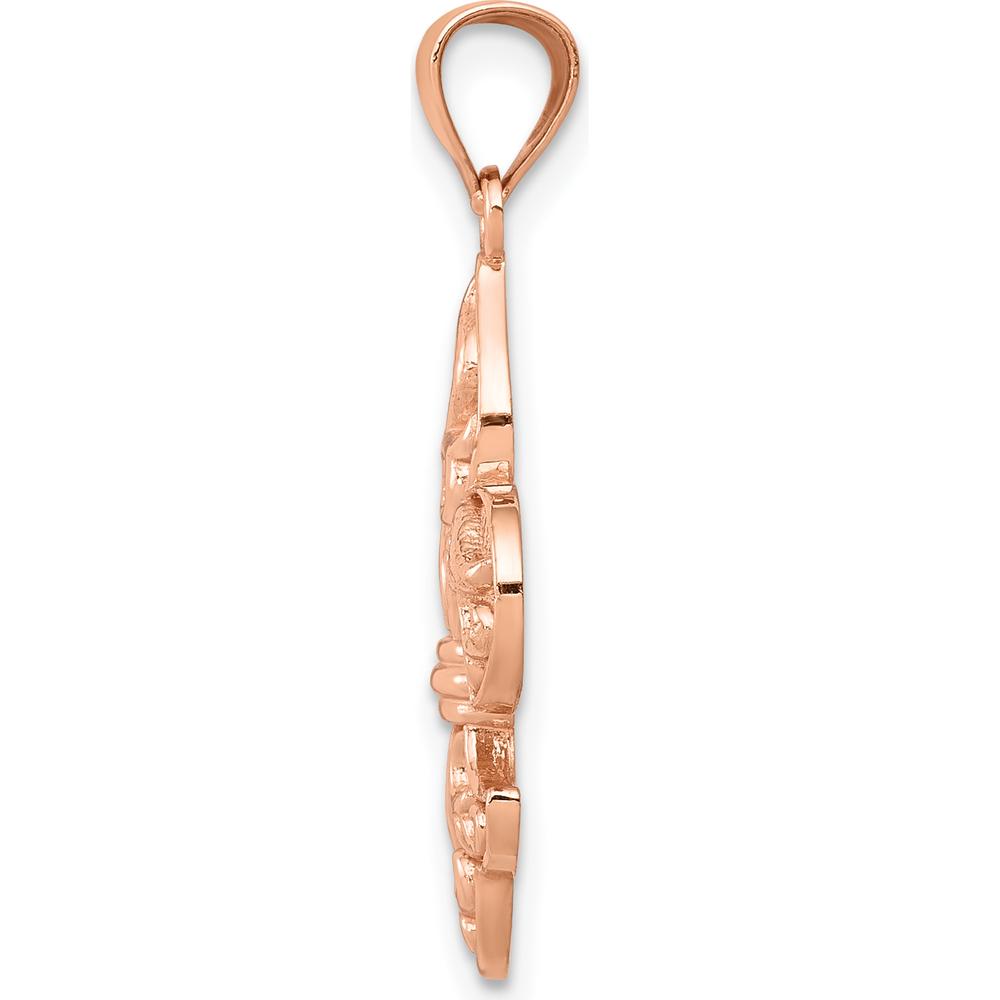 14K Rose Gold Fleur de Lis Pendant with Textured Design - Symbolic Luxury Jewelry by Oro Pregiato