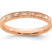 14K Rose Gold Floral Band with Polished Finish - 2.48mm Width by 0