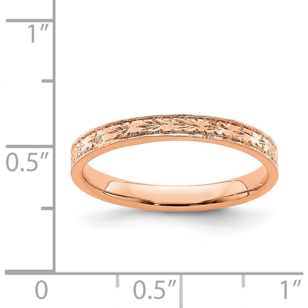 14K Rose Gold Floral Band with Polished Finish - 2.48mm Width by 0