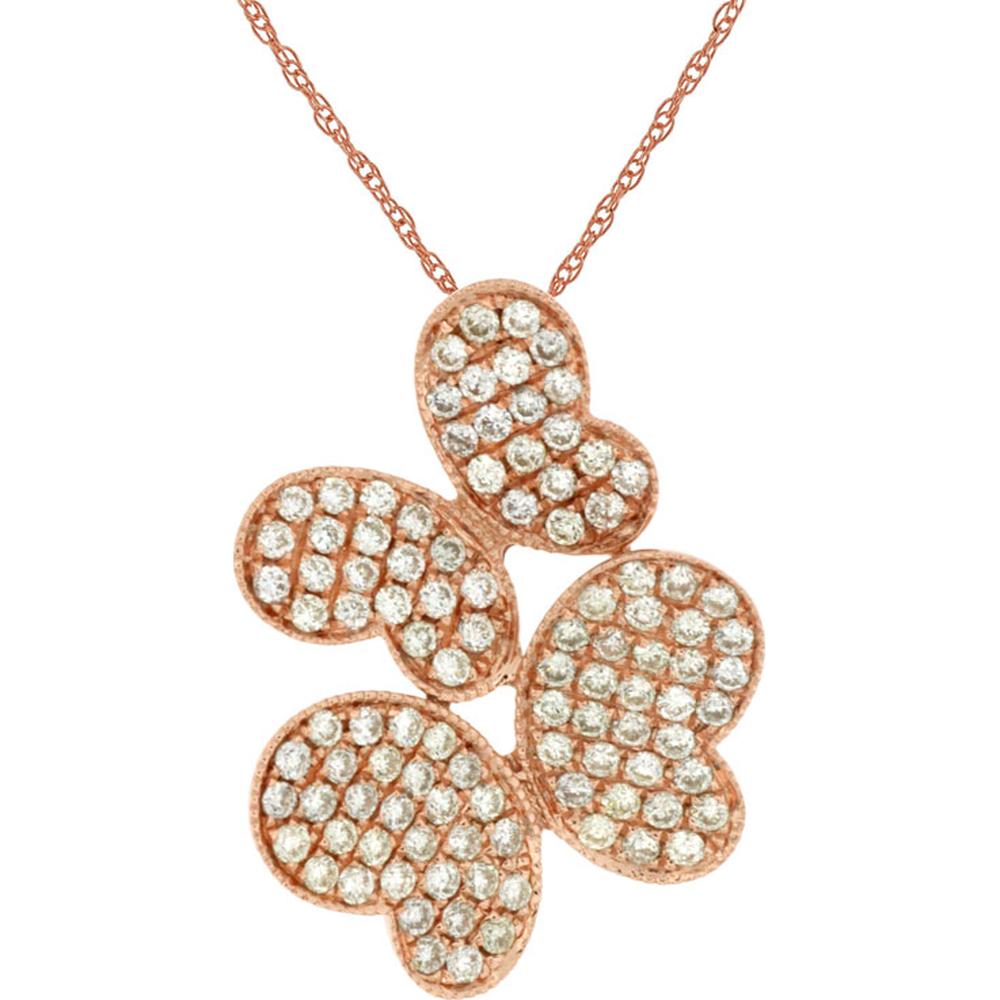 14K Rose Gold Floral Pendant with Round Diamonds - 0.55 Carats Total Diamond Weight