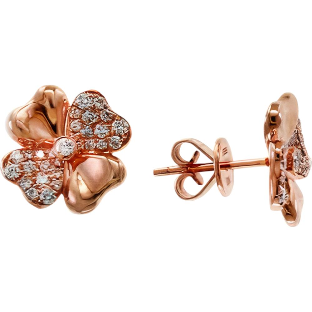 14K Rose Gold Flower Stud Earrings with Round Diamonds by EFFY - 0.47 Carats Total Diamond Weight