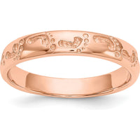 14K Rose Gold Footprints Ring - 4mm Themed Band by Oro Pregiato
