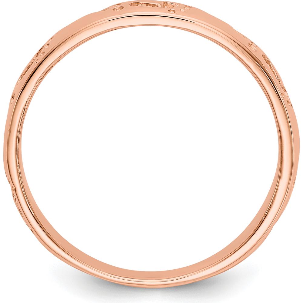 14K Rose Gold Footprints Ring - 4mm Themed Band by Oro Pregiato
