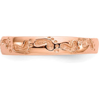 14K Rose Gold Footprints Ring - 4mm Themed Band by Oro Pregiato