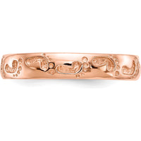 14K Rose Gold Footprints Ring - 4mm Themed Band by Oro Pregiato